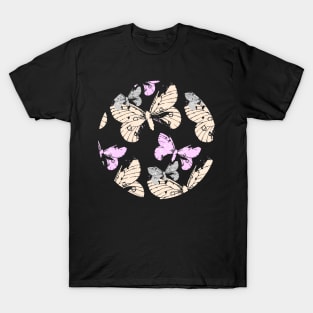 Butterflies on Coral Red T-Shirt